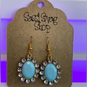 Handmade by SassiSwagShop Mint with Diamond Bead Custom Earrings